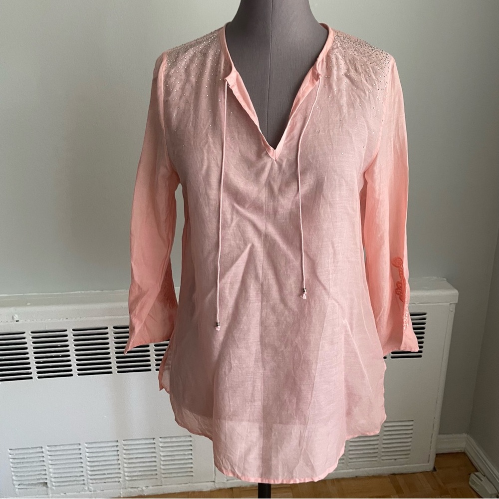 Express tunic with embroidery and crystals